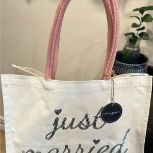 Cynthia Rowley White and Pink Tote Bag with Canvas Design